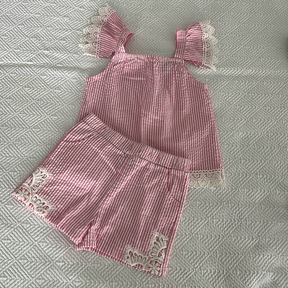Rare Editions💗 Seersucker Short set